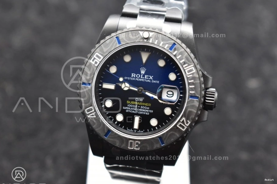 DLC DIW VS3135 on VSF Submariner DLC Blue Bracelet Sandblasted Edition 1:1 Best Dial Black 0129